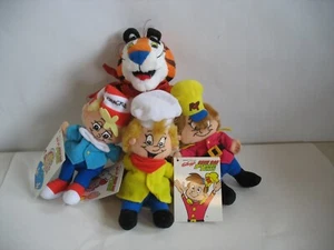 S/4 1997 Kellogg's Cereal Bean Bag Breakfast Bunch Plush Toys Tony Rice Krispies - Picture 1 of 7