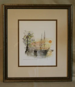 MADS STAGE Matted Framed Nautical Theme Litho 1979 HMS Discovery London - Picture 1 of 6
