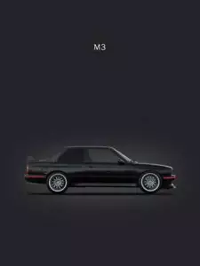 Affiche - BMW M3 E30, Minimaliste Moderne Noir - 3 Tailles - Imagekind - Photo 1 sur 17