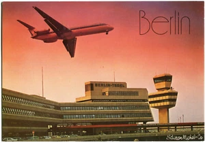 Postcard Berlin Tegel Airport, Main Building, Tower, Parking, Airplane 70/80s - Picture 1 of 1