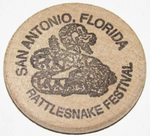 1992 San Antonio, FL Rattlesnake Festival Wooden Nickel - Token Florida #1 - Picture 1 of 2