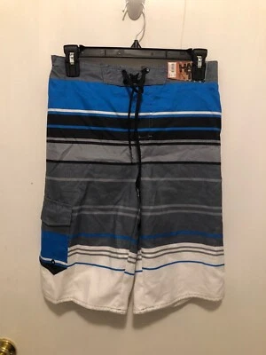 Bermuda de praia listrada Hang Ten Boys tamanho grande nova com etiquetas cordão - Imagem 1 de 2