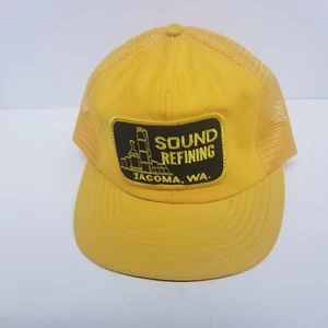 Vintage Sound Refining Tacoma, WA Large Patch Yellow Snapback Trucker Hat - Bild 1 von 6