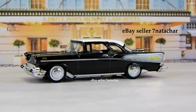 1957 57 Chevrolet Bel Air 2 Door Hardtop Classic Stock Black Model 1/64 Scale K - Image 1 of 4