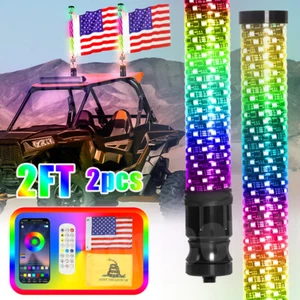 Antena de luz LED espiral de látigo de grasa de 2 pies persecución RGB para Can-am X3 RZR UTV ATV Jeep - Imagen 1 de 16