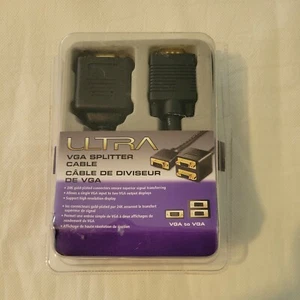 Ultra Splitter Cable 15 PIN VGA 1 PC To 2 Monitors Male To 2 Dual Female Adapter - Picture 1 of 6
