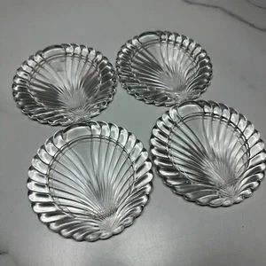 Vintage 4er Set Klar Acryl Stapeln Muschel Untersetzer 4-1/2" Durchmesser - Bild 1 von 8
