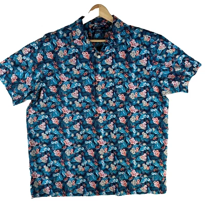 Camisa Hawaiana Daniel Crémieux Para Hombre Talla XL Azul Floral Algodón Supima Foto 1 de 4
