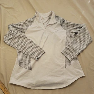 Athletic Womens White Black Collared Long Sleeve Pullover Sweatshirt Size XL  - Picture 1 of 5