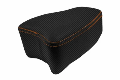 Fits 2013-2020 Subaru BRZ Scion GRS Carbon Fiber Console Lid Cover Orange Stitch - Image 1 of 4