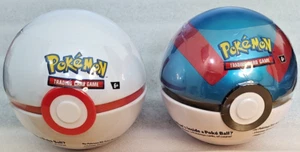 2 Pokemon Poke Ball Tins Sealed 3 Booster Packs each H24 D24 - Picture 1 of 2