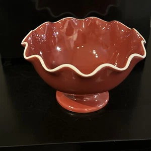 Longaberger Paprika Fluted Candy Dish Bowl With Pedestal Foot - Picture 1 of 8