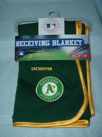 NEW MLB OAKLAND A'S GREEN BABY RECEIVING BLANKET-SIZE 30 INCH BY 40 INCH Cover