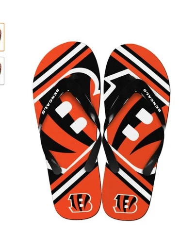 OFFICIAL NFL LICENSED LOGO UNISEX FLIP FLOPS CINCINNATI BENGALS M W 9/10- M 7/8 Cover