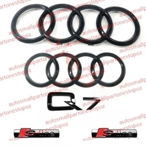 Audi Q7 2016-2021 Sline Set Front and Rear Gloss Black Badge RING RINGS Combo - Bild 1 von 6