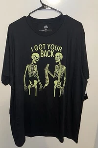 NWT I Got Your Back Skeleton Adult T-Shirt Black XL Halloween - Picture 1 of 4