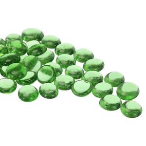 Glass Beads,36pcs Flat Glass Transparent Dark Green 0.44lbs Glass Pebbles - Picture 1 of 6