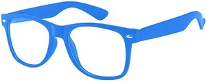 CLASSIC 80s VINTAGE RETRO CLEAR LENS SUNGLASSES SHADES LIGHT BLUE - Picture 1 of 4