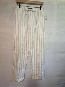Andrew Scott Men’s Pants Large White Striped Cotton Lounge Pajama Drawstring NWT - Picture 1 of 8