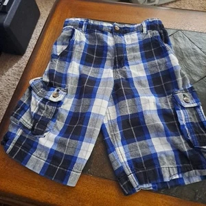 "Faded Glory" Boys Shorts. Size-14.Color-Blue,Gray,and White.Lots Of Pockets - Picture 1 of 10