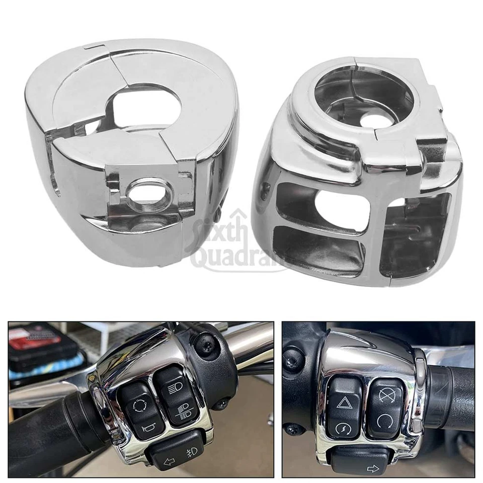 Kit de capa de interruptor de controle de guidão cromado para Harley Sportster XL 14-24 - Imagem 1 de 4