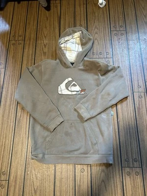 Niños Y2K Quicksilver Marrón Sudadera con Capucha Suelta Surf Monopatín Centro Logo Talla L Niños Foto 1 de 4