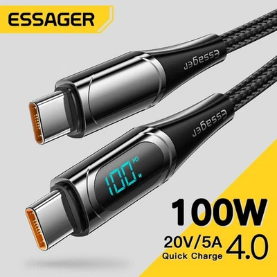 2m long Essager USB Type C To USB C Cable 100W PD Fast Charging For iPhone 16 - Image 1 of 4
