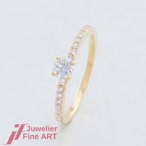 Ring Solitär mit Akzentsetzung 17 Brillanten ges. 0,42ct-18K/750 Gold +Expertise - Bild 1 von 7