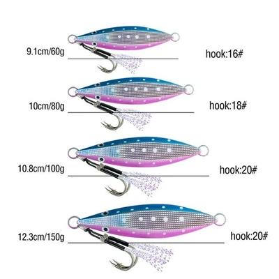 Glow in the Dark Slow Sinking Jig Köder Eisenplatte 60g 80g mit 3D Augen - Bild 1 von 4