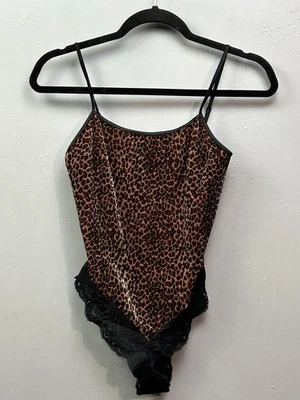 Body vintage Victoria's Secret para mujer pequeño leopardo terciopelo encaje a presión años 90 Foto 1 de 4