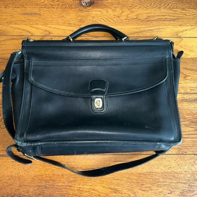 Vintage Beekman Coach 5266 Black Leather Briefcase Messenger Bag - Image 1 of 4