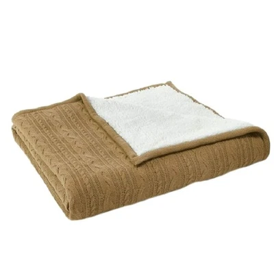 Manta de felpa Sherpa tejida con cable Sonoma caqui 50 pulgadas x 60 pulgadas nueva con etiquetas Foto 1 de 3