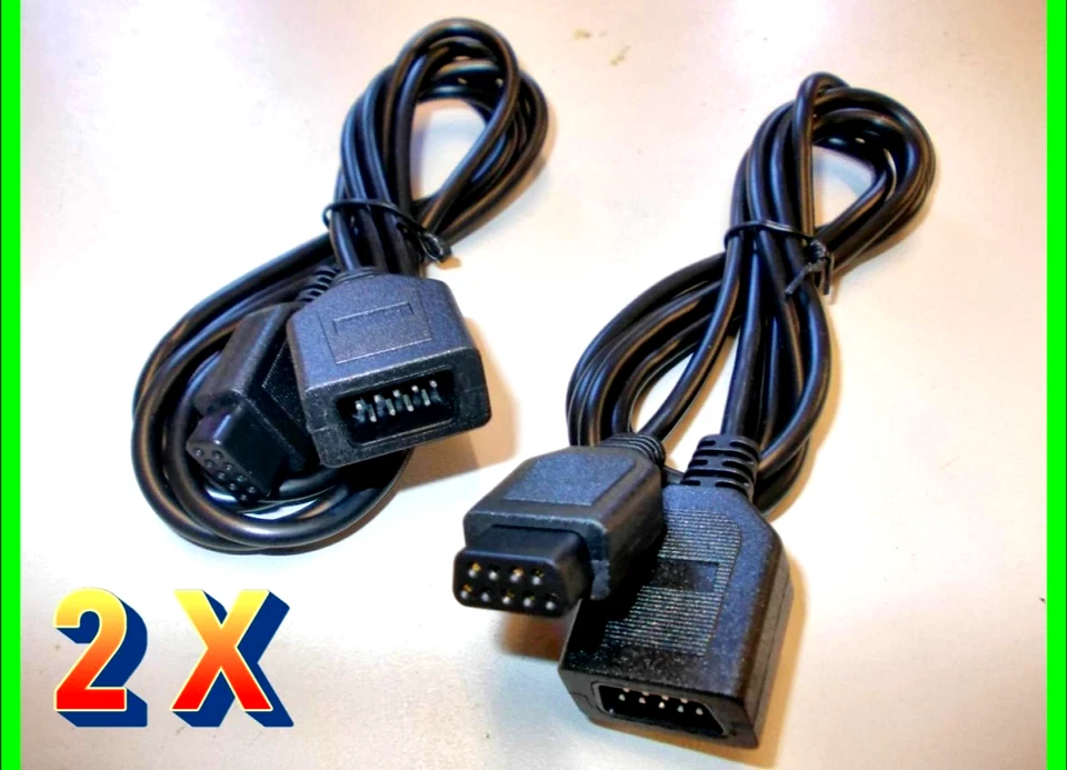 2 PCS JOYSTICK 6FT EXTENSION LEAD FOR ATARI 2600 C64 SEGA BRAND NEW - Image 1 of 4