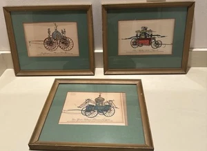 Set Of Three Prints Vintage Evelyn Curro Carriages 1950’s - Picture 1 of 5