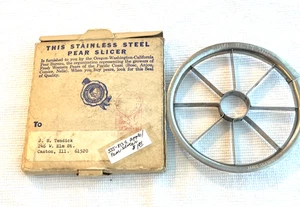 Herramienta de cocina cortadora de manzana pera de acero inoxidable vintage con caja original de 4-1/4" - Imagen 1 de 6