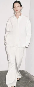 Zara Oyster White Poplin Button-Up Blouse | XL | Overshirt | NWT - Picture 1 of 9
