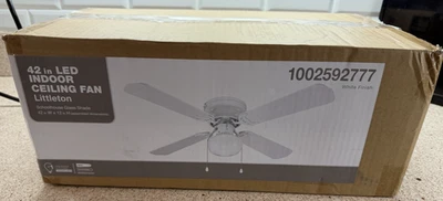 Hampton Bay Littleton 42 in. LED Indoor White Ceiling Fan with Light Kit - Image 1 of 2