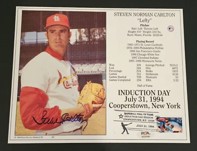 STEVE CARLTON Signed 8x10 Photo-HALL OF FAME-ST. LOUIS CARDINALS-PSA - Image 1 of 3