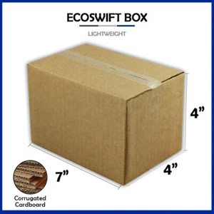 1-Box 7x4x4 "EcoSwift" Brand Cardboard Packing Mailing Shipping Corrugated - Picture 1 of 5
