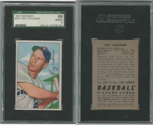 1952 Bowman Baseball, #201 Ray Coleman Chicago White Sox, SGC 88 NMMT - Picture 1 of 1