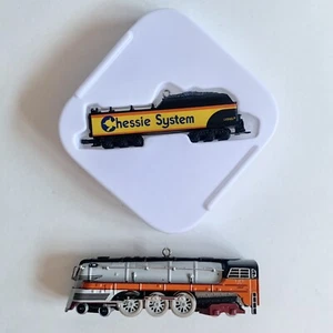 2 VTG Lionel Train Hallmark Christmas Ornaments Chessie System Engine 2001 2004 - Picture 1 of 12