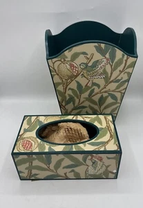 William Morris Bird & Pomegranate Waste Bin & Tissue Box Set By Beatrice Bloom - Picture 1 of 4