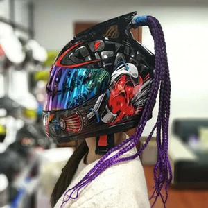 Motorcycle Helmet Full Face Motocross Racing Four Seasons Helmets With Braids - Bild 1 von 16
