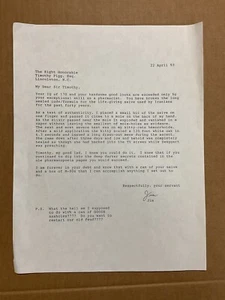 22 de abril 93 Carta mecanografiada Goof Lincolnton Nc Timothy Pigg B10 - Imagen 1 de 3