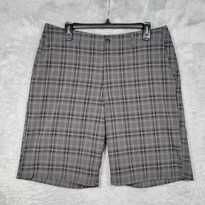 Ben Hogan Golf Shorts Mens 34 Gray Plaid Chino Flat Front 34x10 - Picture 1 of 7