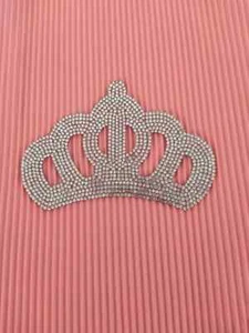 Hot Fix Patches Small Girls Crown Designs Silver Rhinestone Crystal Motifs - Picture 1 of 4