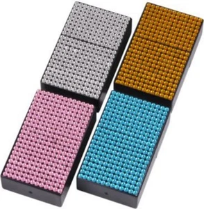 Taschenaschenbecher "Bling" eckig farbig sortiert 7 x 4.2 cm - Bild 1 von 2