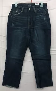 Neu Time and Tru High Rise Denim gerade kurze Damenjeans Größe 8 dunkle Waschung - Bild 1 von 12