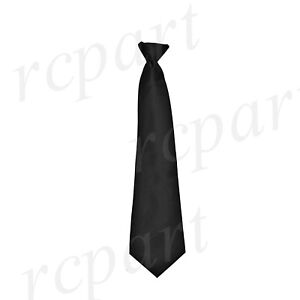 New Polyester Men's pre tied ready knot clip on Neck Tie solid Black regular