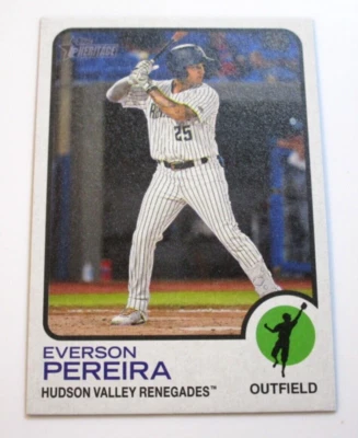 2022 Topps Heritage Minors EVERSON PEREIRA Prospect Flip Stock SP #'d 11/25 #59 - Image 1 of 2